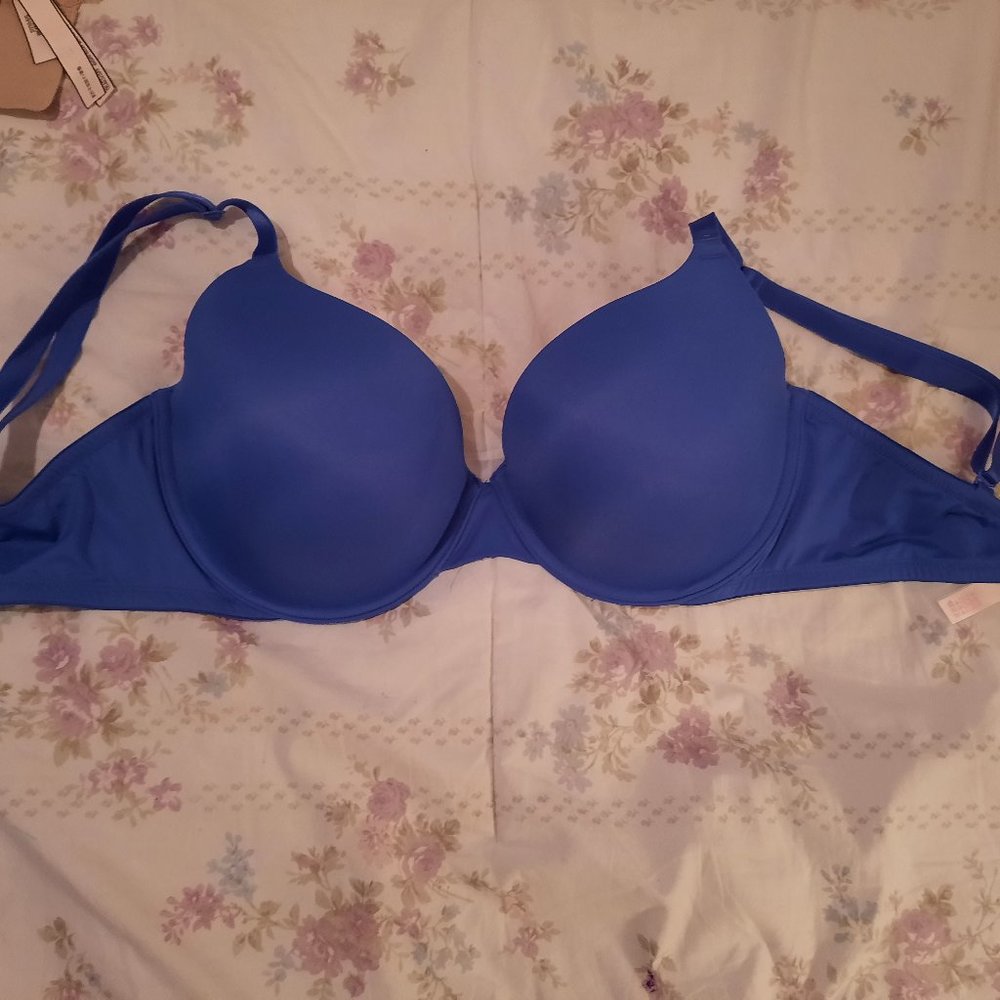 Pink Victoria's Secret tshirt bra 36DD blue